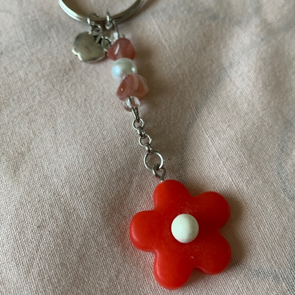 Handmade red apple flower Keychain - Picture 4 of 6